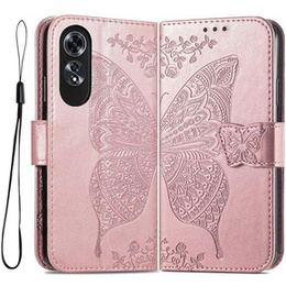 Etui z klapką do Oppo A60, Butterfly, różowe rose gold
