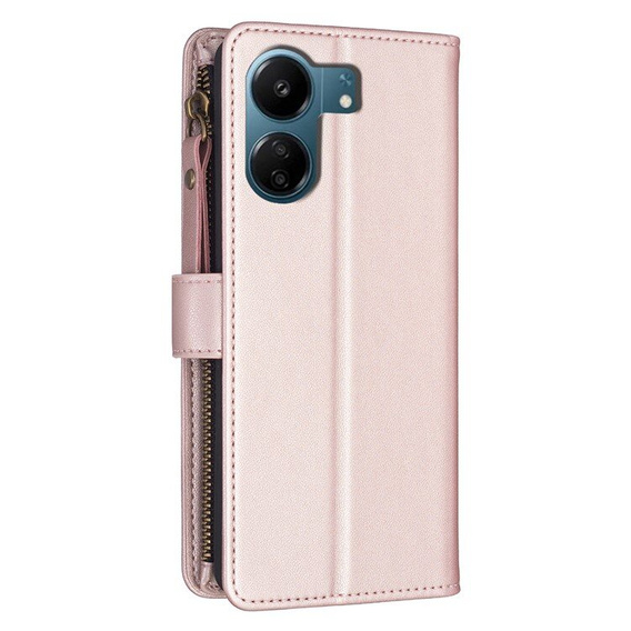 Etui z klapką do Xiaomi Redmi 13C / Poco C65, Wallet Zipper Pocket, rose gold