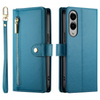 Etui z klapką do Samsung Galaxy S25 Edge, Wallet Zipper Pocket, niebieskie