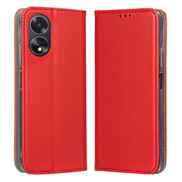 Etui do Oppo A18 4G / A38 4G, Smart Magnet, czerwone + Szkło 9H