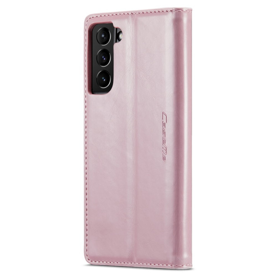 Etui z klapką CASEME do Samsung Galaxy S21, Waxy Textured, różowe