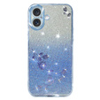 Etui do iPhone 16 Plus, Glitter Flower, niebieskie