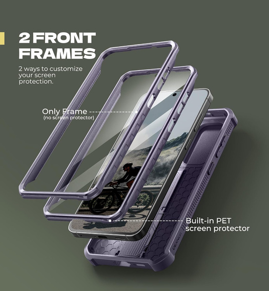 Etui pancerne do Samsung Galaxy S25 FE, Dexnor Full Body (Two Frames), fioletowe