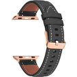 Skórzany Pasek do Apple Watch 1/2/3/4/5/6/7/8/9/10/11/SE Ultra 1/2/3 42/44/45/46/49mm – Czarny