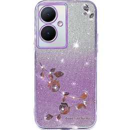 Etui do Oppo A79 5G, Glitter Flower, fioletowe
