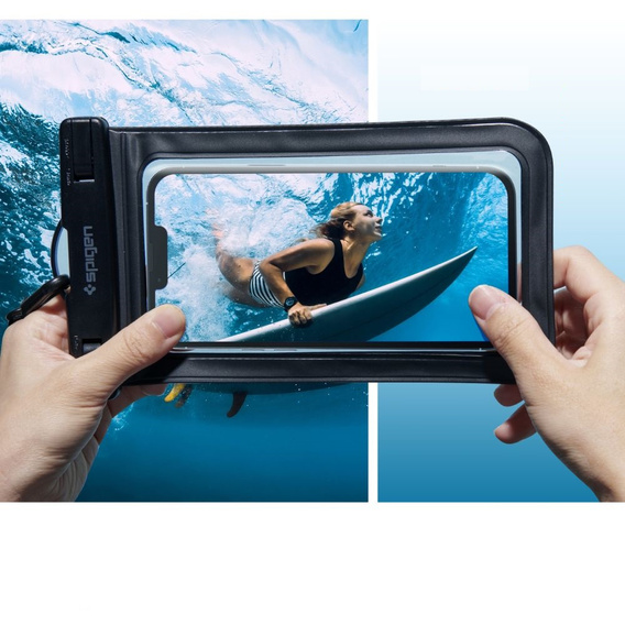 Wodoszczelne czarne etui Spigen A601 Universal Waterproof Case 2-Pack