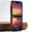 Etui Suteni MagSafe do iPhone 16 Pro – brązowe, skórzane, magnetyczne, z funkcją podstawki