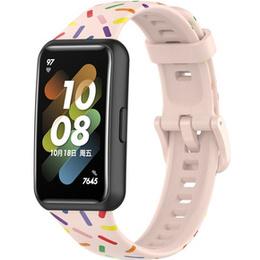 Pasek Silikonowy do Huawei Band 7, Różowy / Wielokolorowy