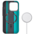 Etui do iPhone 14 Pro Max, Carbon Fiber MagSafe, czarne / niebieskie