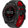 Pasek Silikonowy QuickFit do Garmin Fenix 22mm, Czarny / Czerwony