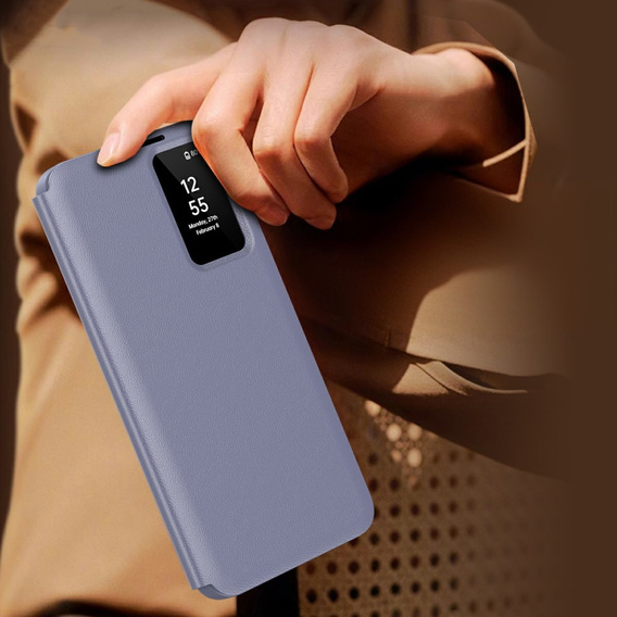 Etui do Samsung Galaxy S25 Edge – Smart View z kieszenią na kartę, fioletowe
