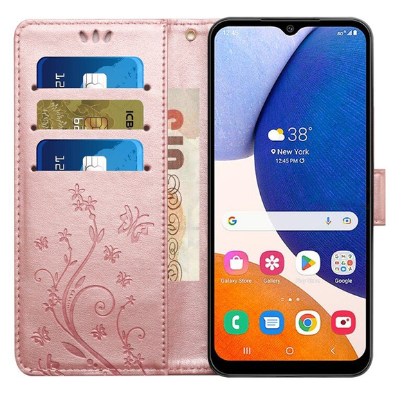 Etui z klapką do Samsung Galaxy A55 5G, Butterfly, różowe rose gold