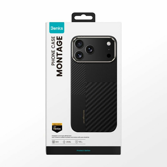 Etui Benks Montage Magnetic Armor Air Kevlar (600D/1500D) z metalową ramką MB70 do iPhone 17 Pro Max – czarny