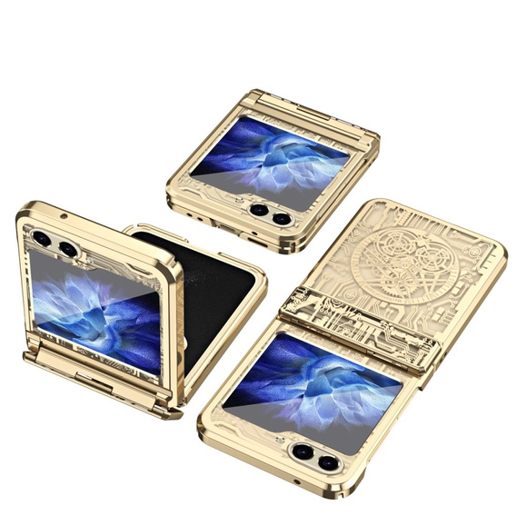 Etui do Samsung Galaxy Z Flip7 FE / Z Flip6, Mechanical Legend, złote