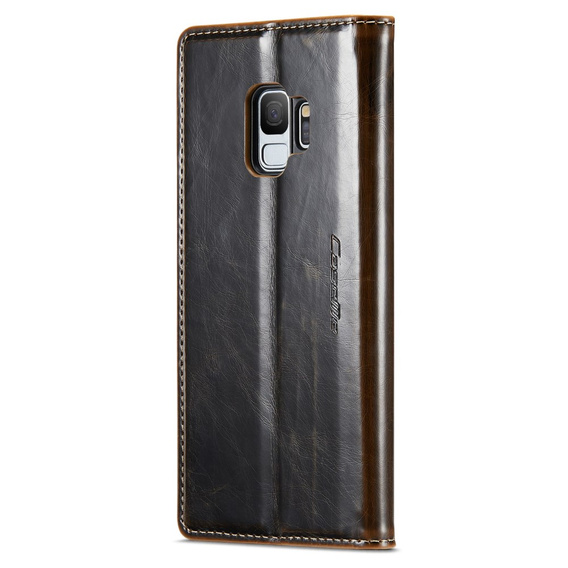 Etui z klapką CASEME do Samsung Galaxy S9, Waxy Textured, kawowe