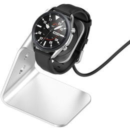 Aluminiowa Stacja Dokująca Ładowarka do Samsung Galaxy Watch 3/4/5/6/7 Active 2/Watch 5 Pro/Watch Ultra, Srebrna