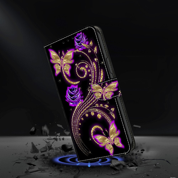 Etui z klapką do Xiaomi Redmi Note 12 4G, Wallet, Flowers & Butterflies czarne