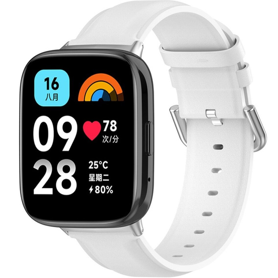 Pasek Skórzany do Xiaomi Redmi Watch 3 Active, Biały