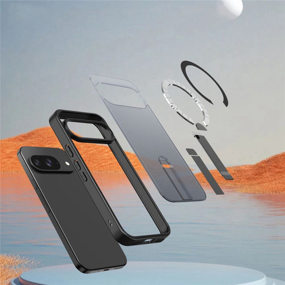 Etui do Google Pixel 10 / 10 Pro, Fusion Hybrid, do MagSafe, z podstawką, szare