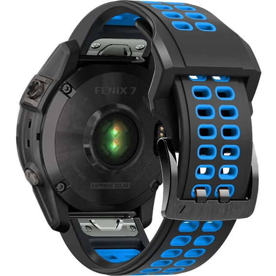 Silikonowy Pasek Two-Rows do Garmin Fenix 5/6/7 - Black/Blue