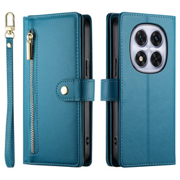 Etui z klapką do Xiaomi Redmi Note 14 Pro 5G / Poco X7 5G, Wallet Zipper Pocket, niebieskie