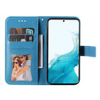 Zestaw Etui z klapką do Samsung Galaxy A54 5G, portfel Mandala i kwiaty, niebieskie + szkło