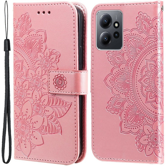 Etui z klapką do Xiaomi Redmi Note 12 4G, Mandala Flower, różowe