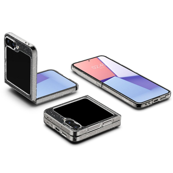 Etui Spigen do Samsung Galaxy Z Flip7 FE / Z Flip6, Airskin Glitter, Przezroczyste / Brokatowe