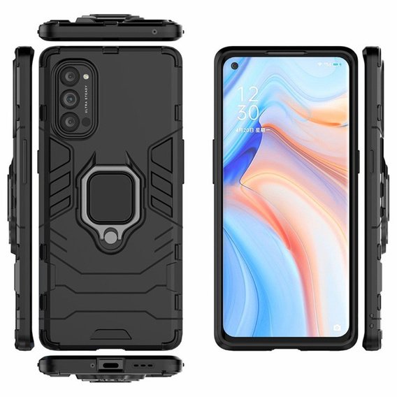 Etui do Oppo Reno 4 Pro 5G, Kickstand Ring, czarne