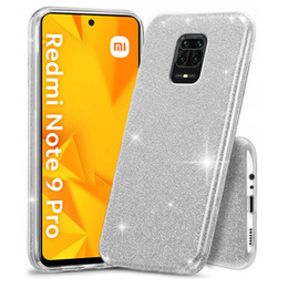Etui do Xiaomi Redmi Note 9S / 9 Pro, Glitter Case brokat srebrne