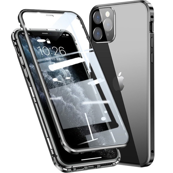 Etui do iPhone 12 Pro, Magnetic Dual Glass, czarne