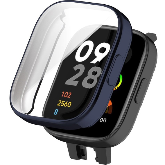 2w1 Etui Silikonowe z Osłoną na Ekran do Xiaomi Redmi Watch 3, Granatowe