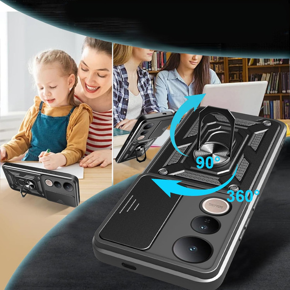 Etui pancerne do Vivo V50 Lite 4G / 5G, CamShield Slide, czarne