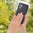 Etui skórzane do Samsung Galaxy A25 5G, Obudowa Lychee leather Case, Czarne + Szkło 9H