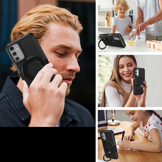 Etui do Samsung Galaxy A15 5G, Kickstand Ring, czarne + szkło 9H