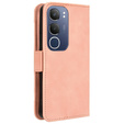 Etui z klapką do Vivo Y19s, Card Slot, różowe