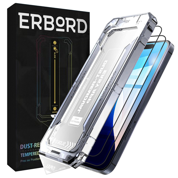 2x Szkło Szkło Hartowane do iPhone 17 / iPhone 16 Pro, ERBORD Easy App Full Screen Protector