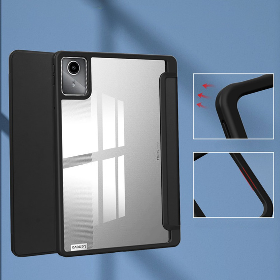 Etui z przezroczystym akrylowym tyłem i miejscem na rysik do Lenovo Tab M11 – czarne