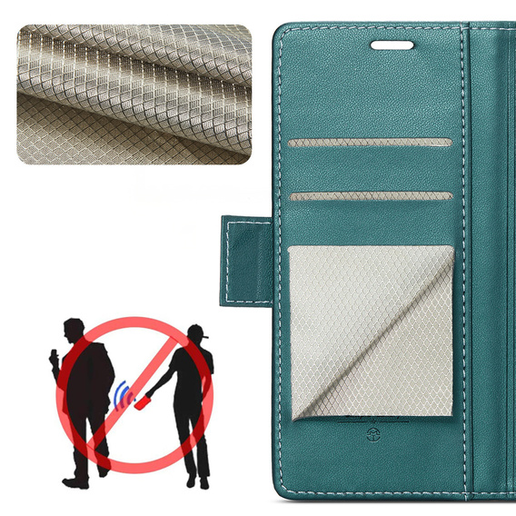 Etui z klapką CASEME do Samsung Galaxy Z Fold7 5G Litchi Wallet – zielone
