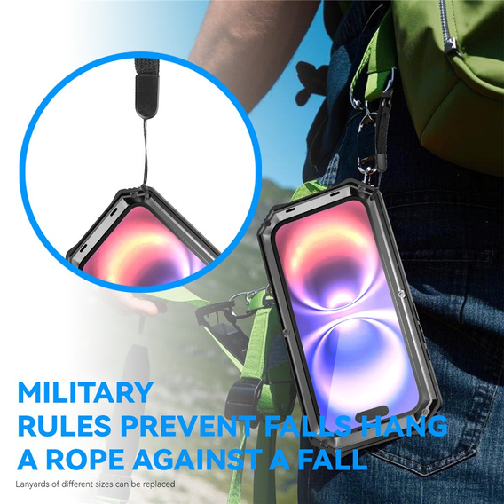 Etui pancerne do iPhone 17, R-JUST, z podstawką, czarne