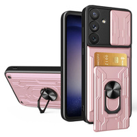 Etui pancerne do Samsung Galaxy A54 5G, Camera Slide Card Slot, różowe rose gold