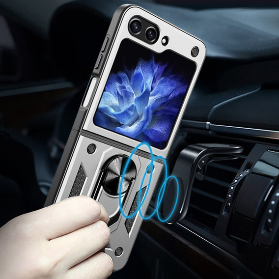 Etui pancerne do Samsung Galaxy Z Flip5 5G, Nox Case Ring, srebrne