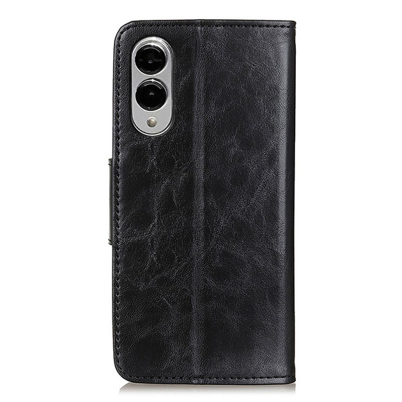 Etui z klapką do Samsung Galaxy S25 Edge, skórzane, czarne