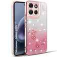 Etui do Motorola Moto G86 5G, Glitter Flower, różowe rose gold