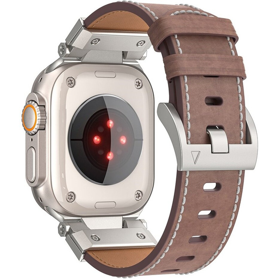 Pasek Skórzany do Apple Watch 1/2/3/4/5/6/7/8/9/10/11/SE Ultra 1/2/3 42/44/45/46/49mm, Kawowy