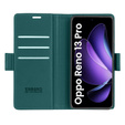 Etui do Oppo Reno 13 Pro, ERBORD Glossy Litchi, portfel z klapką, zielone