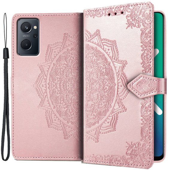 Etui z klapką do Realme 9i / Oppo A96, Mandala, różowe rose gold