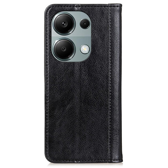 Etui do Xiaomi Redmi Note 13 Pro 4G / Xiaomi Redmi Note 14S / Xiaomi Poco M6 Pro 4G, Wallet Litchi Leather, czarne
