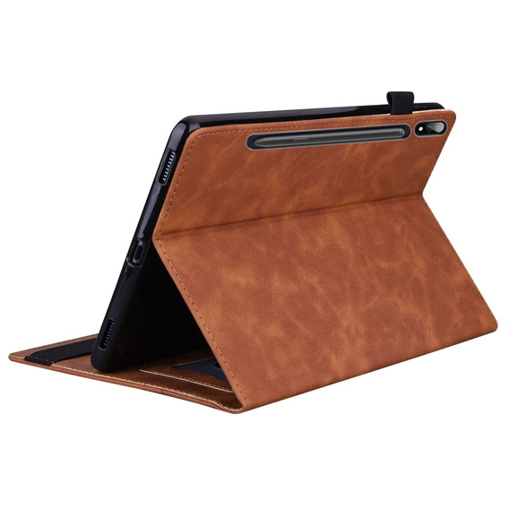 Etui biznesowe z eko-skóry do Samsung Galaxy Tab S10 Lite / S10 FE / S9 FE / S9 / S8 / S7 – brązowe