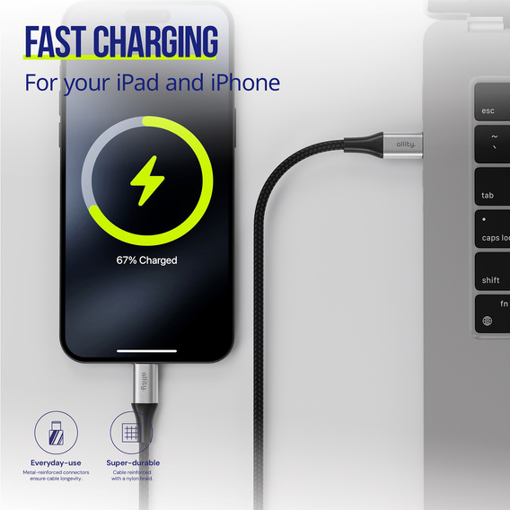 Allity AUC-01 – Kabel USB-C do Lightning 1 m, 27W - czarny